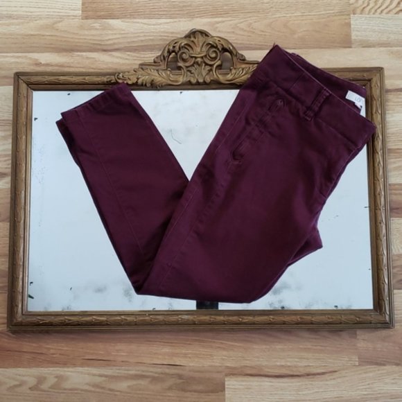 LOFT Pants - LOFT Burgundy Flat Front Stretch Ankle Pants 8P